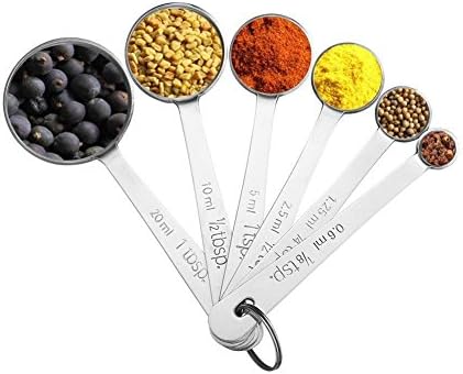 18/8 Stainless Steel Measuring Spoons, Set of 6 for Measuring Dry and Liquid Ingredients