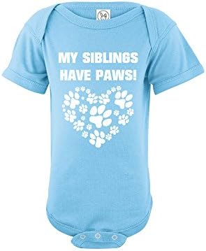 CrazWear Siblings Have Paws! Cute Humor Bodysuit Funny One-piece Baby (12 Months, Light Blue)