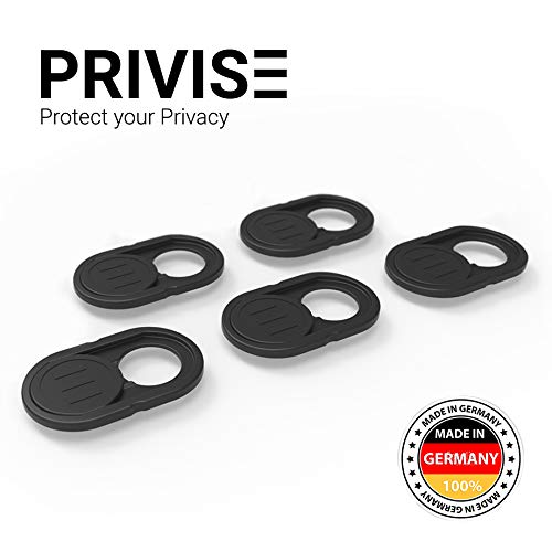 Privise Smartphone & Laptop Camera Cover - Set of 5pc | Premium sliding Webcam Cover â€¢ strong Webcam Sticker â€¢ effective privacy protection â€¢ Compatible for MacBook, iMac & iPhone â€¢ Ultra Thin (Black)