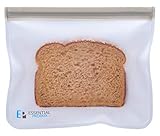 Essential Produx Reusuable Lunch Bags (5-Pack) Perfect for Snacks, Sandwich Baggies, Storage, Travel, Freezer Safe Extra Thick PEVA Material