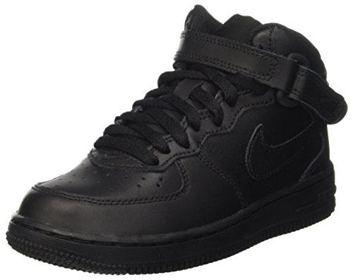 Nike Force 1 Mid (Ps), Unisex Kid's High-Top, Multi (Black/Black), 12.5 Child UK (31 EU)