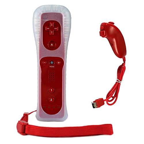 Bestseller2888 Nunchuck and Remote Controller for Nintendo Wii With Protective Silicone Case RED Bestseller2888 Nunchuck and Remote Controller for Nintendo Wii With Protective Silicone Case RED