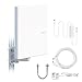 ANTOP AT-413B Amplified Indoor/Outdoor (Attic) TV Antenna with Built-in 4G LTE Filter 55/65 Miles Range 360 Degree Reception with Detachable Coaxial Cable, 16'