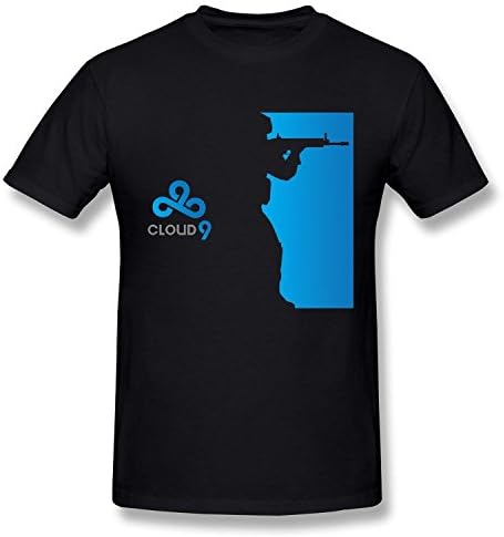 SUAMDAN Men's Cloud 9 Gaming Csgo Lol T Shirt S Black