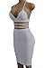 ioiom Hipster Lace Up Criss Cross Spaghetti Straps Deep V Neck Prom Midi Dress White M