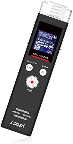 Collen Digital Voice Recorder, 8GB 1536Kbps Digital Audio Sound Recorder Dictaphone Voice Activated Recorder Stereo Clear Sound Recorder with USB &amp; MP3 Player for Recording &amp; Save