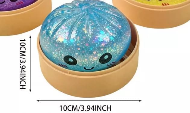 SLEEPHEAD®Dumpling Squishy Mystery Box Stress Relief Toy | Colorful Reusable Squeeze Balls with Steamer, Soft Rebound Fidget Toy for Kids & Adults, Home Office Gift (PINK)