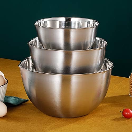 FAB4HOME Mixing Bowls 3 Pieces Stainless Steel Mixing Bowl Set Mixing Bowl with Spout Nesting Metal Bowl for Baking Cooking Food Preparing 1.5L/ 3L/ 5L Dishwasher Safe (18/8 Stainless Steel - Image 5