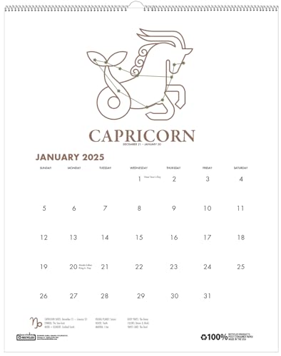 House of Doolittle 2025 Monthly Wall Calendar, Zodiac, 11 x 14 Inches, January…