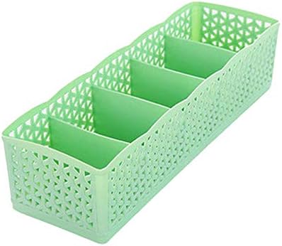 Moni 5 Grids Storage Basket Wardrobe Organizer Women Men Storage Box for Socks Underwear Plastic Container Makeup Organizer,Green
