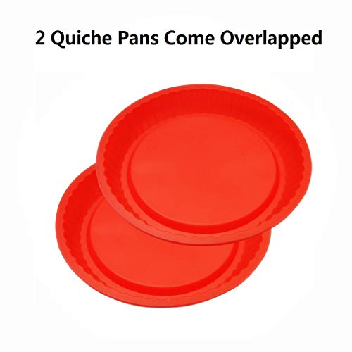 2Packs Silicone Quiche Pans, Non Stick Round Silicone Tart Brioche Pan Silicone Baking Molds Cake Silicone Pie Pan