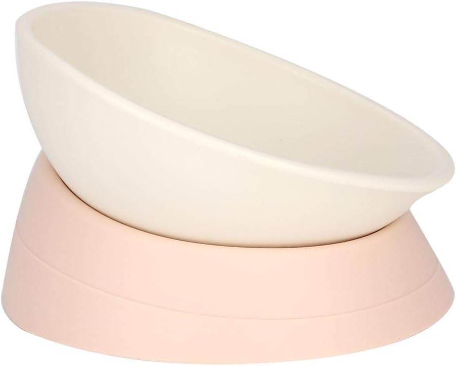 Slanted Dog Bowl Non Slip Tilted Pet Bowls Wide Mouth Dog Feeder Cat Food Water Bowl Dish Pet Sterile Tableware Dog Feeding Watering Supplies with Detachable Stand(White) - Image 5