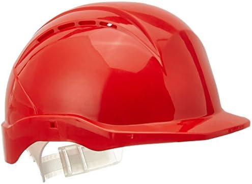 Acme Safewell 6000VX Safeguard Safety Helmet, HDPE, 6-Point Textile Cradle, Vented with Slip-on Adjustment, Red, Pack of 1