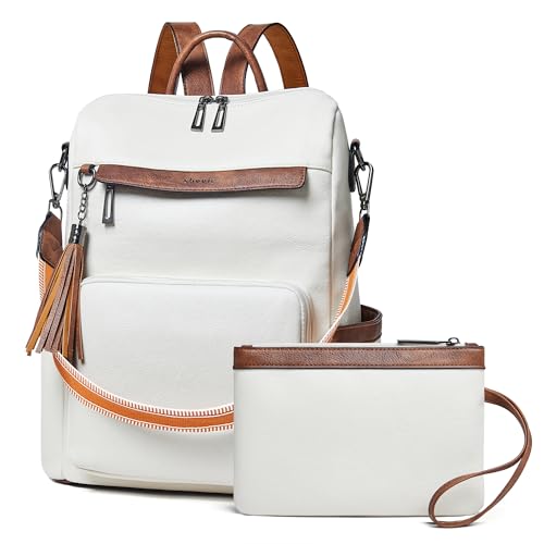 Shrrie rucksack damen elegant geeignet für 15,6Zoll-Notebooks Langlebig wasserdicht Damen aus Leder mit Laptopfach,Reiserucksack Lederrucksack Schulru