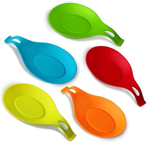 2 in 1 Spoon Utensil Holder Silicone Spoon Rest (colorful)