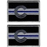Colorado Subdued Thin Blue Line State Flag [Hook Fastener 3.0 Inches Patch] (PCO1) 2 PIECE for Jackets, Vests, Hats, Backpacks, and Tactical Gears.