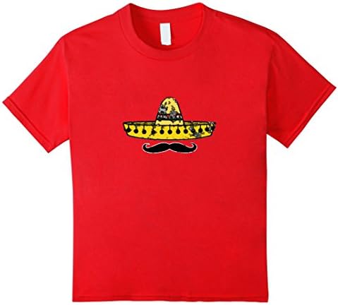 Kids Distressed Cinco de Mayo Mexican Holiday Sombrero T-Shirt 8 Red
