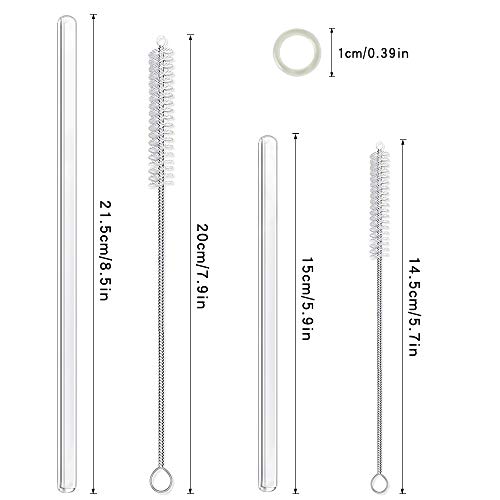 Annvchi Glasstrohhalme Wiederverwendbar 16 Stück - 6 Kurze Glas Strohhalm + 6 Lange Gerade Strohhalm Glas+ 4 Reinigungsbürsten, Geeignet für Bubble Tea, Slush, Cocktail, Säfte – Bild 3