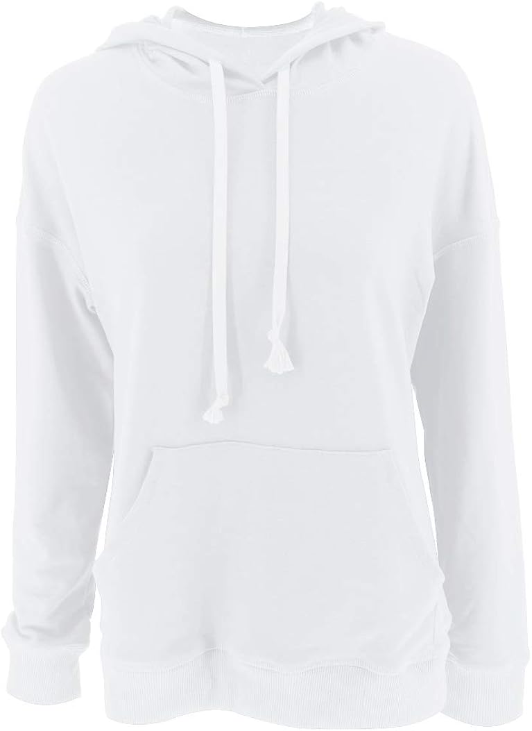 Bingerlily Women's Casual Hoodies Long Sleeve Solid Lightweight Pullover Tops Loose Sweatshirt with Pocket at  Women’s Clothing store