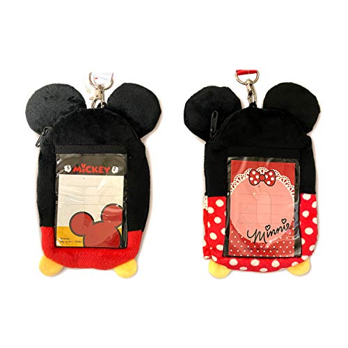 Disney Lanyards with ID Holder and Zip Pouch Mickey and Minnie Mouse