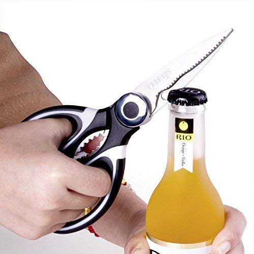 Heavy Duty Kitchen Shears - Soufull Multifunction Kitchen Scissors with Blade Cover -Purpose Utility Scissors for Chicken, Poultry, Fish, Meat, Vegetables, Herbs, BBQ - Multipurpose Kitchen Scissors