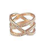 FM42 Triple Row Clear Crystal Crossover Cocktail Wide Ring R123