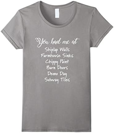 Women's You Had Me At Shiplap Walls Farmhouse Sink Trendy T Shirt Medium Slate