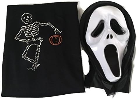 Scream Halloween Costume Ghost Face Scary Mask Cape w/ Rhinestone Skeleton