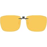 CAXMAN Night Driving Glasses Clip On Night Vision Glasses HD Polarized Yellow Lens Compact Fit Non-Flip Up