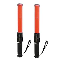 Safety Depot 17.5-inch 6-Red LED, Strong Magnetic Base with Enhance Grip Handle and Side Clip Used for Marshalling and Traffic Wands Set to Flashing, Steady or White 5-LED Flashlight Ba16 (2 Wands)