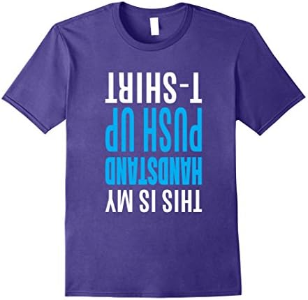 Mens Yoga Tees: Handstand Push Up T-Shirt 2XL Purple