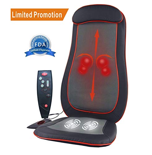 Back Massage Seat Full Cushion Shiatsu Massager Pad with Heat, IDODO Deep Soothing Kneading, Rolling and Vibrating for Office Chair and Car
