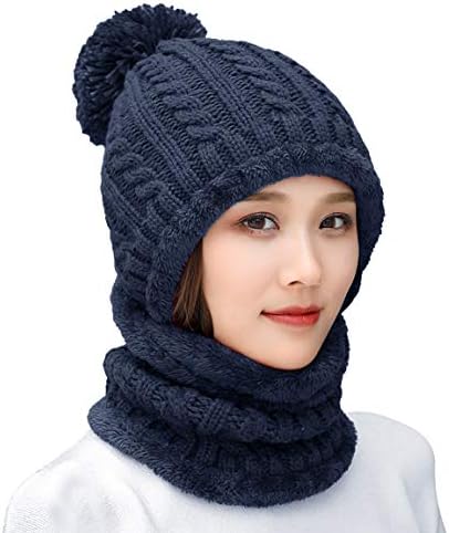 Amazon.com: Womens Knit Beanie Hat Fleece Lined Winter Scarf  display picture 1