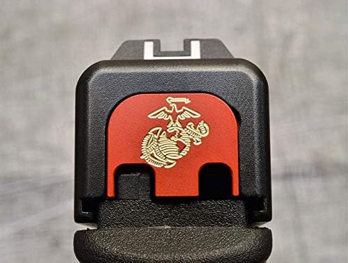 Milspin Brass Glock Plate - USMC Eagle, Globe, and Anchor (Red)