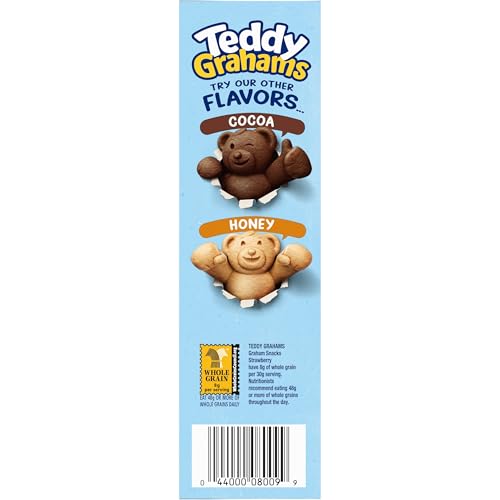 TEDDY GRAHAMS STRAWBERRY FLAVOR GRAHAM SNACKS, KIDS SNACKS, 10 OZ