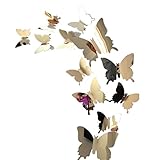 WILLTOO Wall Stickers Decal Butterflies 3D Mirror Wall Art Home Decors