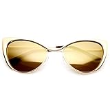 zeroUV - Womens Fashion Full Metal Color Mirrored Lens Cat Eye Sunglasses
