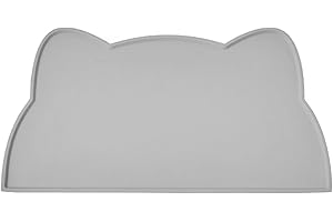 TOKAYIFE Cat Food Mat, Silicone Pet Feeding Mat for Floor Non-Slip Waterproof Dog Water Bowl Tray Cushion (17" x 10", Dark Gray)