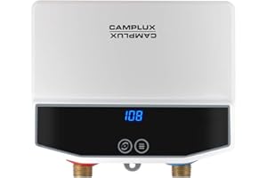 CAMPLUX ENJOY OUTDOOR LIFE CAMPLUX Tankless Water Heater Electric with LED Display 120V Instant Water Heaters Under Sink 3.5kw TE04