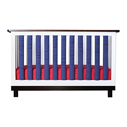 Go Mama Go Pure Safety Vertical Crib Liners 24 Piece in Reversible Cotton, Navy/White