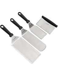 Metal Spatula Griddle Accessories Set - Griddle Scraper Flat Spatula Pancake Flipper Hamburger Turner - Metal Utensil great for BBQ Grill Flat Top Cast Iron Griddle - Commercial Grade