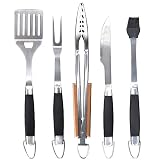 Leepiya Barbecue Tools Set, BBQ Tools Heavy Duty Seamless Antibacterial Stainless Steel Grill Accessories Utensil Set, Ergonomic Designed Non-Slip For Men/Women With Gift Box And Lanyard Bunch Pocket