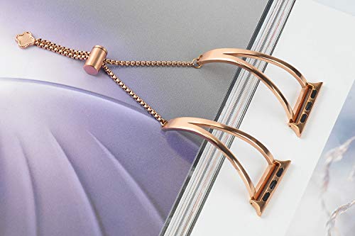 hooroor Bracelet Compatible for Apple Watch Band 38mm 40mm, Feminine Bangle Cuff with Clover Pendant for iWatch Bands Series 4 3 2 1 Stainless Steel Metal Wristband Strap, Copper Gold-38mm 40mm