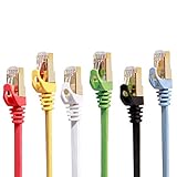 Cat 7 Ethernet Cable 10 ft 6 Pack (Highest Speed Cable) Cat7 Flat Shielded Ethernet Patch Cables - Internet Cable for Modem, Router, LAN, Computer - Compatible with Cat 5e, Cat 6 Network