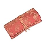 Jewelry Roll Clutch Large - Silk Jacquard (Peach Rose)