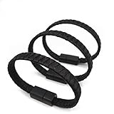 YICHUMY 3 Packs Bracelet Style Cord USB Lightning Charging Cable For iPhone 7 7 Plus 6+/6/5S/5, iPad mini 4th, iPod touch 5, nano 7 Wristband Style Bracelet USB Cable Bracelet Charger Cord (Black)