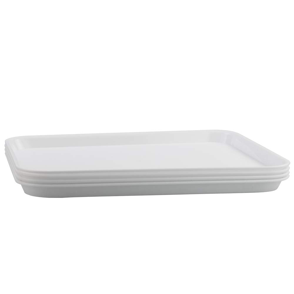 Innouse Serving Tray Set, White Plastic Tray for Serving, Set of 4, 43 cm x 34 cm
