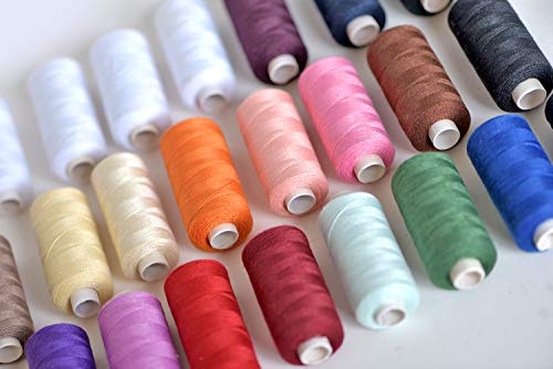 Polyester Sewing Thread-24 Spools All Purpose Polyester Thread Assortment Sewing kit with Free Set 30 Needles for Hand & Machine Sewing