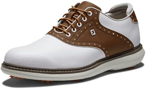 FootJoy Men’s Traditions Golf Shoe, Blanco Tan, 10