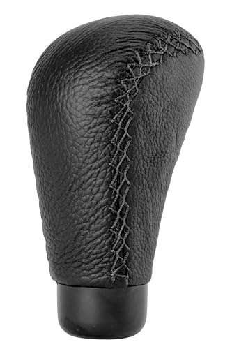 +PWR Car Parts Universal Gear Shift Knob Class Model Black Leather Look with Black Stitching. Without Trigger. Elegant and Sporty Design.